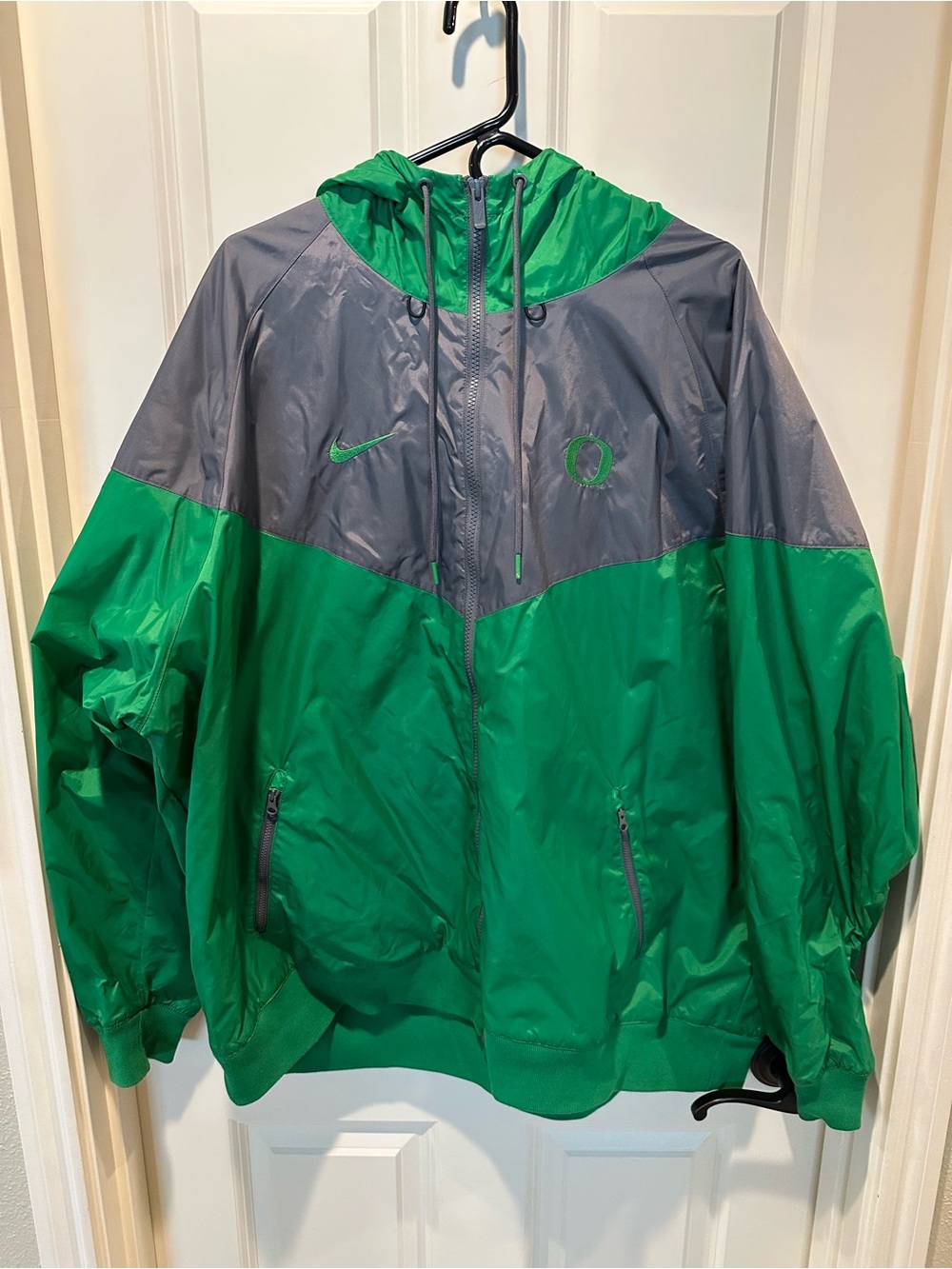 Nike Green and Gray Hooded Windbreaker Jacket University of Oregon